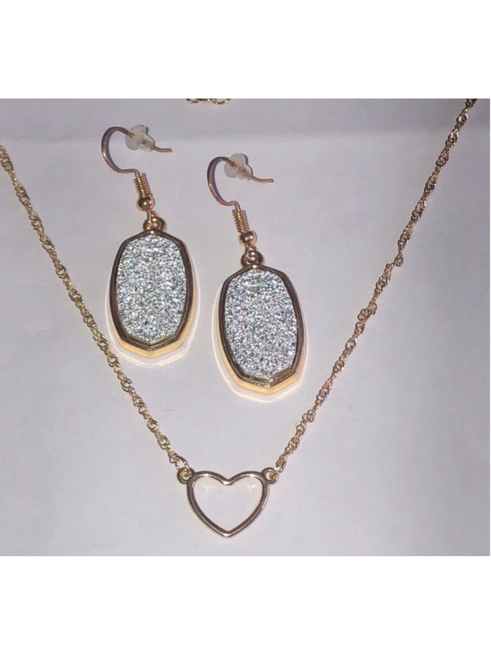 Jasmine Lane Gold Tone and Silver Earrings and Necklace Set